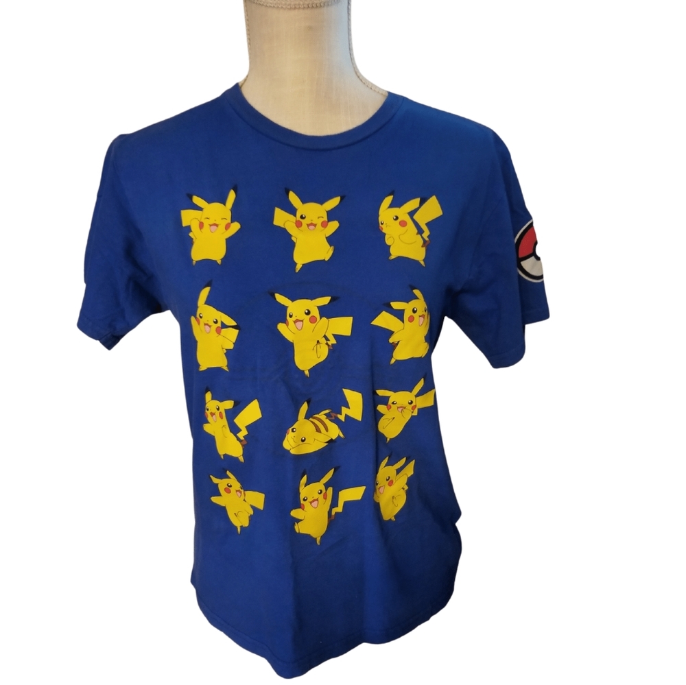 Pokémon Youth Boys Large Short Sleeve Blue Pokeball Pikachu T-Shirt